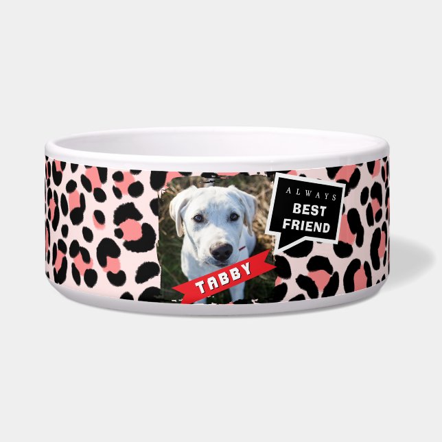Leopard Orange Black Pet Foto Personalisiert Napf (Vorderseite)