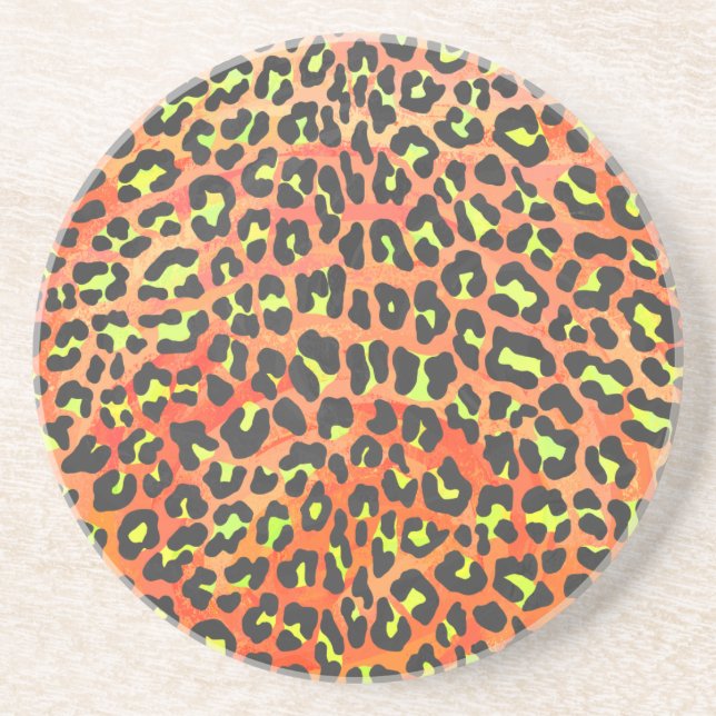 Leopard Orange und Gelb Getränkeuntersetzer (Vorne)