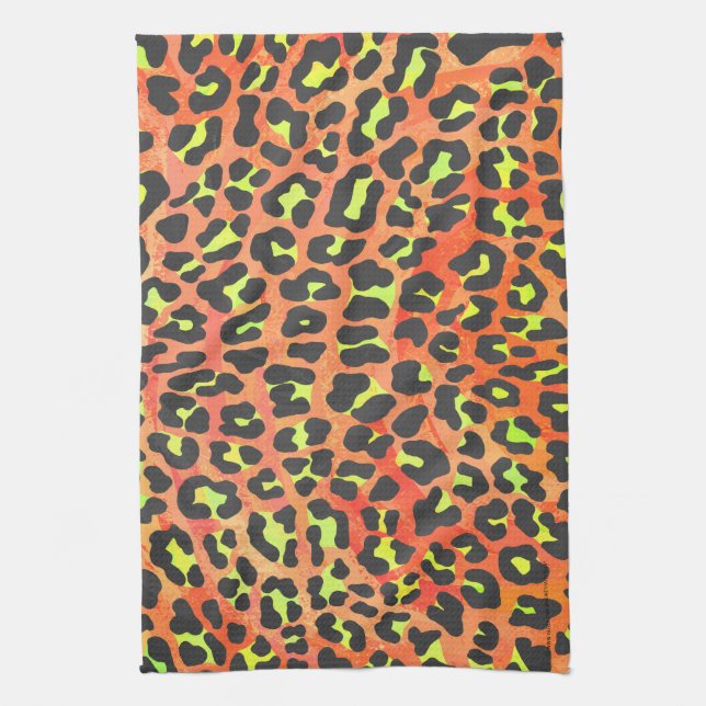 Leopard Orange und Gelb Handtuch (Vertikal)