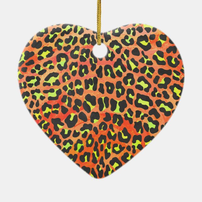 Leopard Orange und Gelb Keramikornament (Hinten)