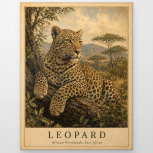 Leopard Ostafrikanische Waldgebiete VINTAGE Postkarte