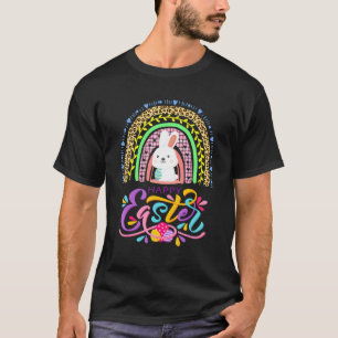 Leopard Oster Regenbogen Bunny Rabbit Trio Niedlic T-Shirt