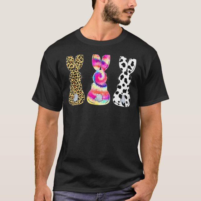 Leopard Osterfest Bunny Rabbit Trio Niedlich Happy T-Shirt (Vorderseite)