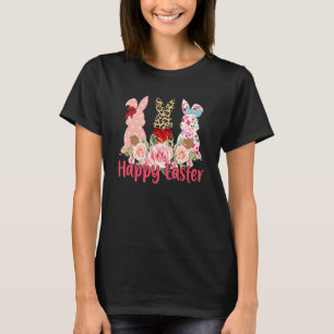 Leopard Osterfest Bunny Rabbit Trio Niedlich Happy T-Shirt