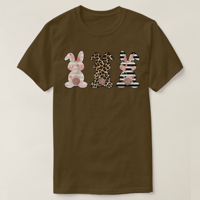 Leopard Osterfest Kaninchen Trio Niedlich Ostern T T-Shirt (Design vorne)