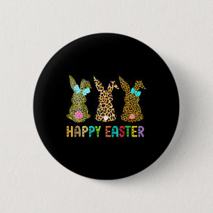 Leopard Ostern Kaninchen Trio Niedlich Ostern Tag Button