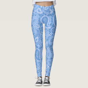 Leopard Paisley Seamless Muster Blau eleganter Yog Leggings