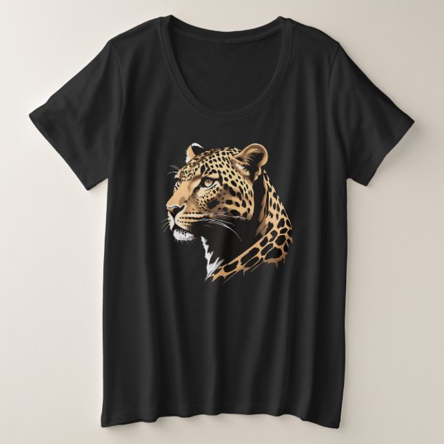 Leopard - Panther Head Große Größe T-Shirt (Design vorne)