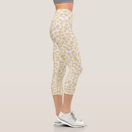Leopard Pastel Gray Sage Yellow Capri Leggings