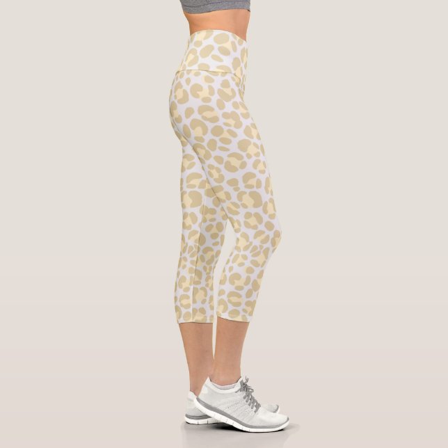 Leopard Pastel Gray Sage Yellow Capri Leggings (Rechts)