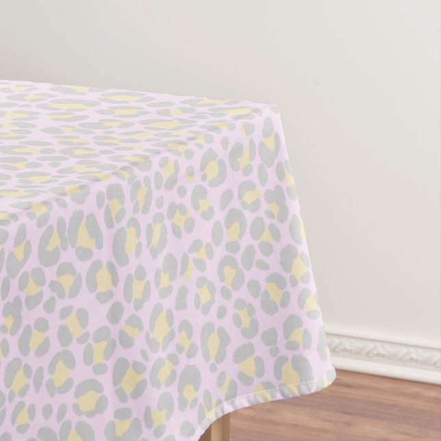 Leopard Pastel Pink Grau Gelb Tischdecke (Beispiel)