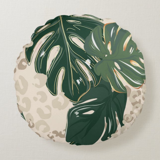 Leopard pattern, animal print seamless design gree rundes kissen (Vorderseite)