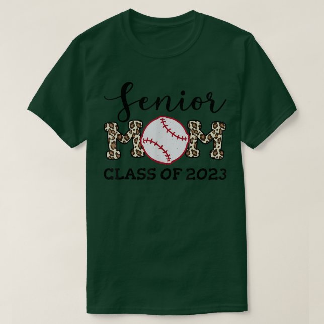 Leopard Pattern Baseball Senior Mama Class of 2023 T-Shirt (Design vorne)