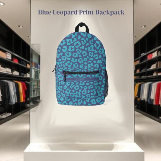 Leopard Pattern-Blue- Bedruckter Rucksack (Blue Leopard Print Backpack)