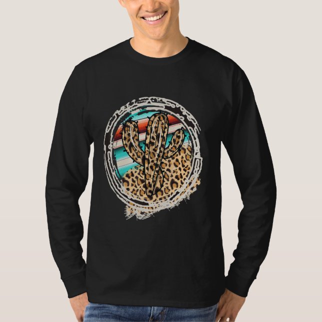 Leopard Pattern Cactus Serape Print Cowgirl Rodeo  T-Shirt (Vorderseite)