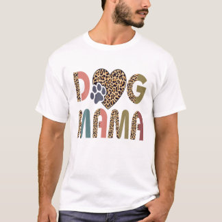 Leopard Pattern Dog's Footprint Mama Women Hund T-Shirt