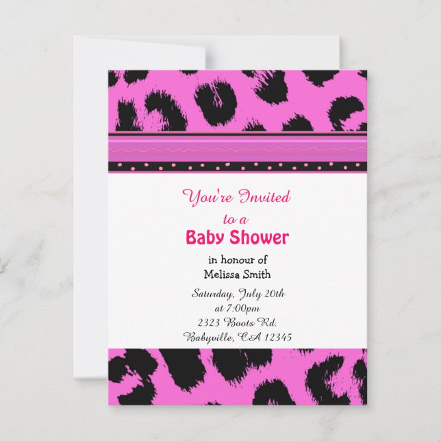 Leopard Pattern Kinderdusche Einladung (Vorderseite)