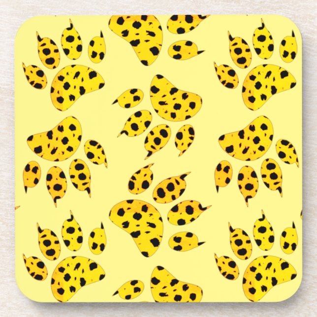 Leopard Paw Print Pattern Getränkeuntersetzer (Vorderseite)