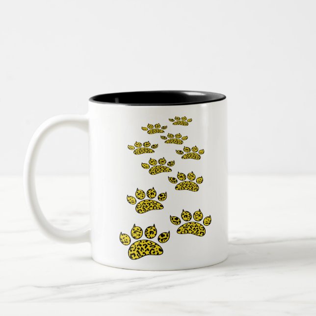 Leopard Paw Print Zweifarbige Tasse (Links)