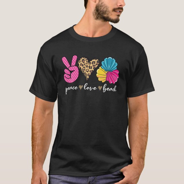 Leopard Peace Liebe Beach Funny Beach Vibes Summer T-Shirt (Vorderseite)