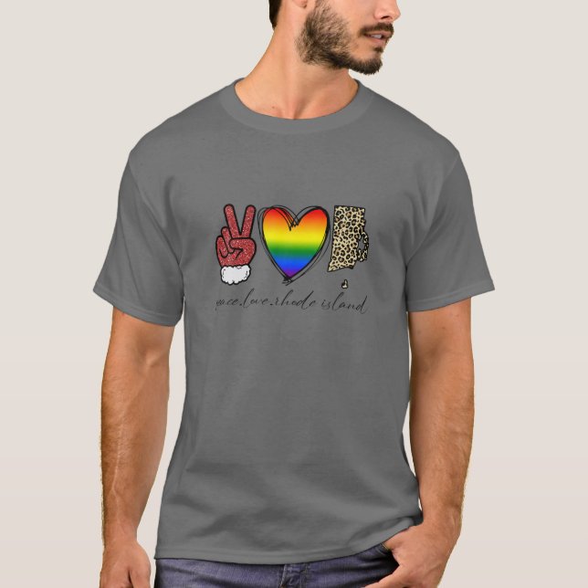 Leopard Peace Liebe Rhode Island Herz LGBT Prix C T-Shirt (Vorderseite)