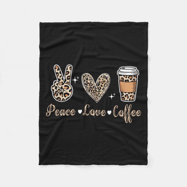Leopard Peace Love Coffee Funny Gift Love Coffee M Fleecedecke (Vorderseite)