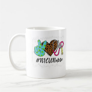 Leopard Peace Love NICU Nurse Stethoscope School N Kaffeetasse