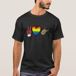 Leopard Peace Love West Virginia Heart Lgbt Pride T-Shirt