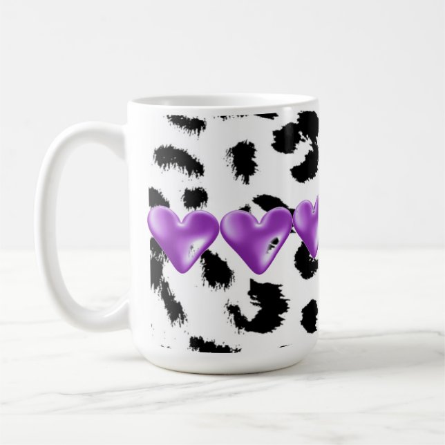 Leopard-Pelzmuster mit Herz Kaffeetasse (Links)