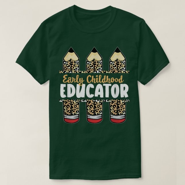 Leopard Pencil Lehrer Student, Early Chilhood Ed T-Shirt (Design vorne)