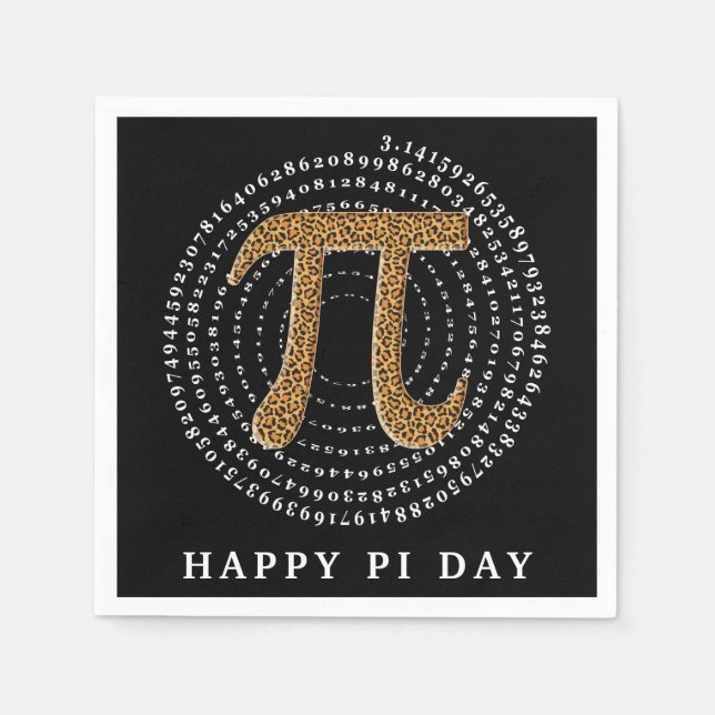 Leopard Pi 3.14 Spiral Number Happy Pi Day Black Serviette (Vorderseite)