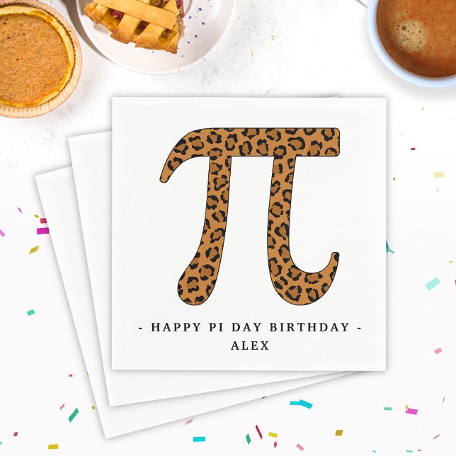 Leopard Pi Symbol Happy Pi Day Geburtstag Serviette (Von Creator hochgeladen)