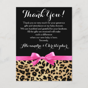 Leopard Pink Bow Girl Safari Baby Dusche Vielen Da Postkarte