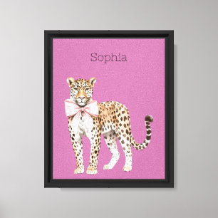 Leopard Pink Bow Hintergrund Leinwanddruck
