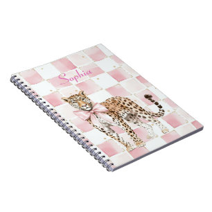 Leopard Pink Bow Squares Notizblock