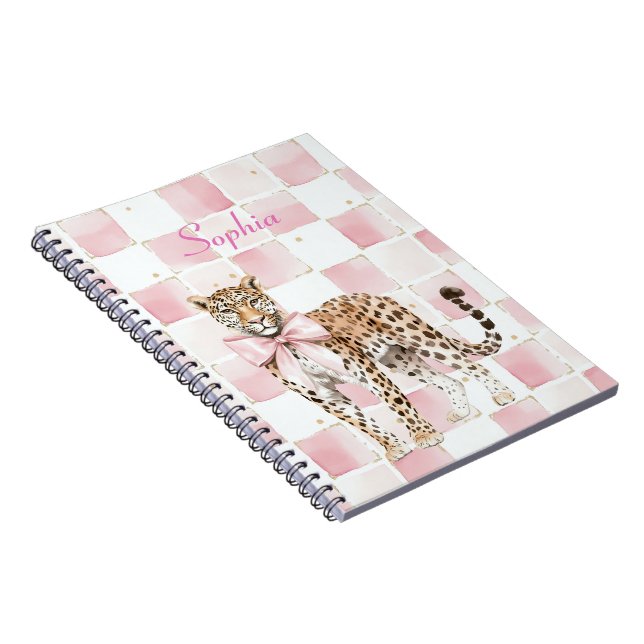 Leopard Pink Bow Squares Notizblock (Rechte Seite)