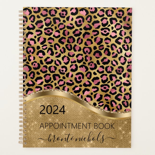 Leopard Pink Gold Schönheitssalon bildet Künstler Planer (Vorderseite)