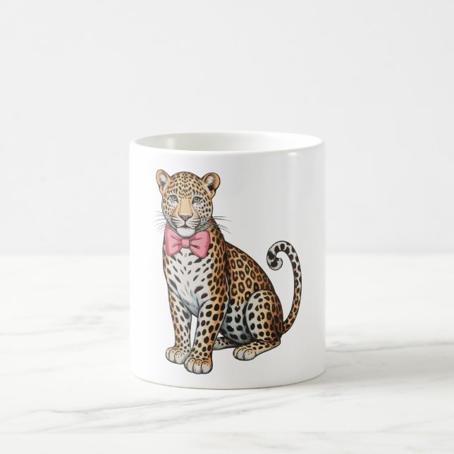Leopard Pink Kokette Bogen Mädchen Sublimationskun Kaffeetasse (Mittel)
