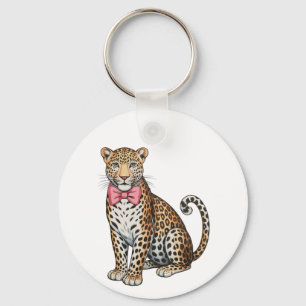 Leopard Pink Kokette Bogen Mädchen Sublimationskun Schlüsselanhänger