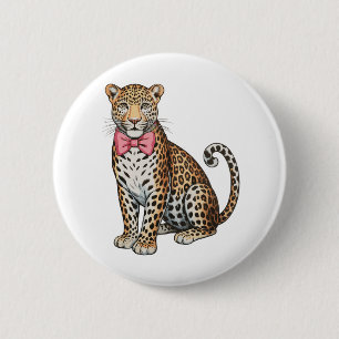 Leopard Pink Kokette Bogen Mädchenhaft Sublimation Button