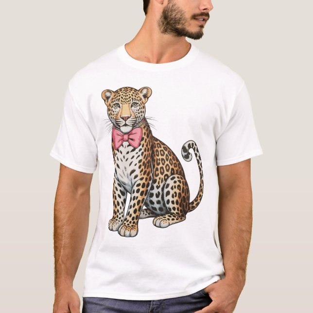 Leopard Pink Kokette Bogen Mädchenhaft Sublimation T-Shirt (Vorderseite)