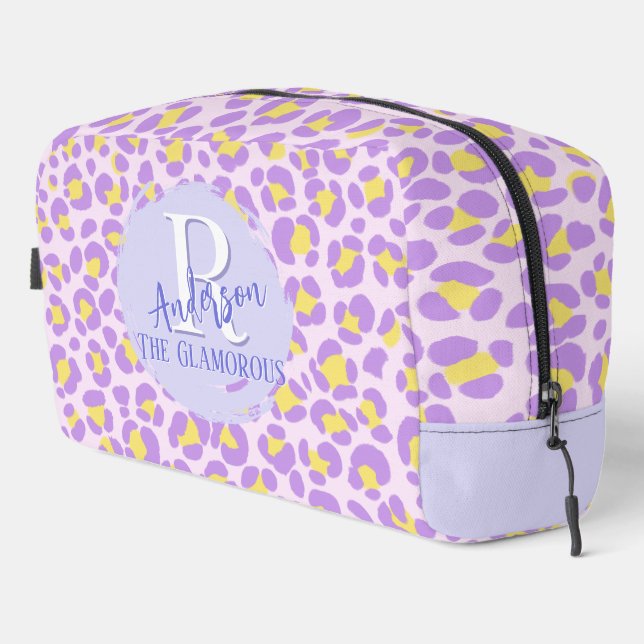 Leopard Pink Lila Gelb Personalisiert Waschbeutel (Rechte Ecke)