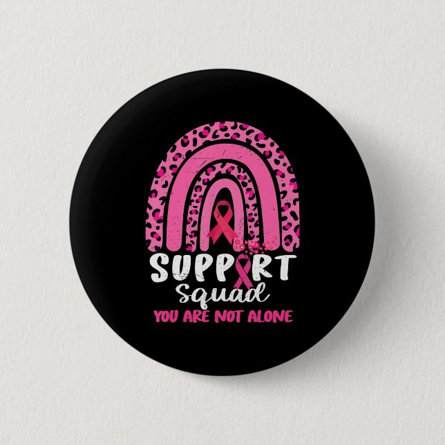 Leopard Pink Rainbow Support Squad Brustkrebs A Button (Vorderseite)