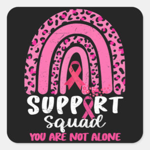 Leopard Pink Rainbow Support Squad Brustkrebs A Quadratischer Aufkleber