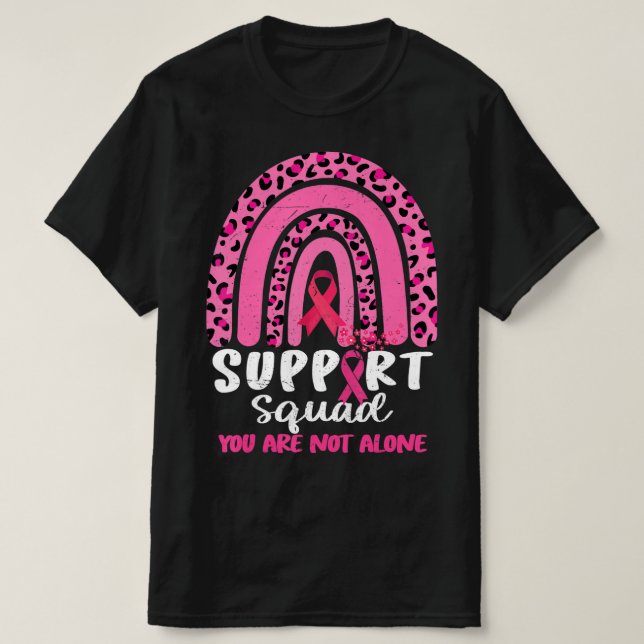 Leopard Pink Rainbow Support Squad Brustkrebs A T-Shirt (Design vorne)