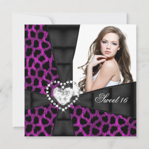 Leopard Pink Sweet 16 Sechzehn Geburtstagsfeier Einladung