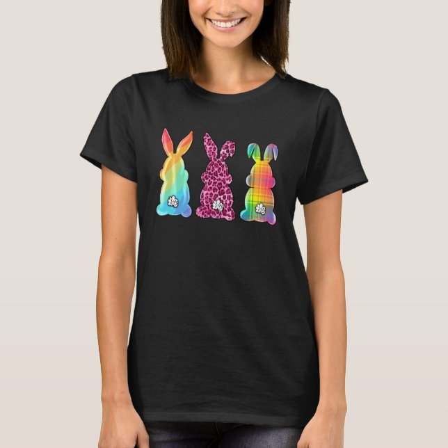 Leopard Plaid Rabbit  Bunny Happy Easter Day Tie D T-Shirt (Vorderseite)