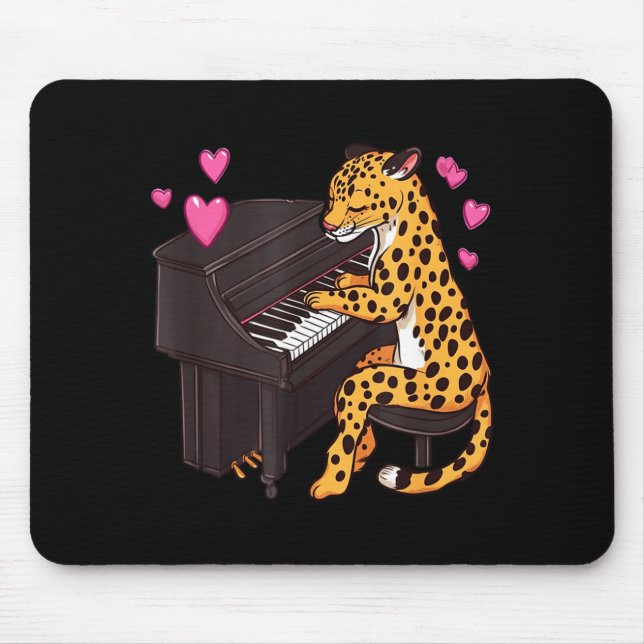 Leopard Playing Ano Valentines Day Funny Leopard  Mousepad (Vorne)