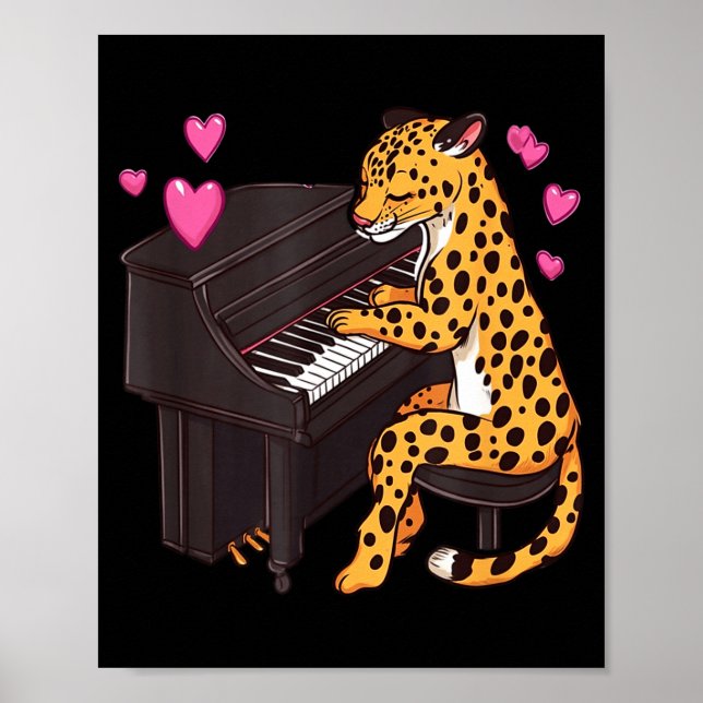 Leopard Playing Ano Valentines Day Funny Leopard  Poster (Vorne)