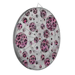 Leopard Polka Dot Black und Hot Pink Print Dartscheibe